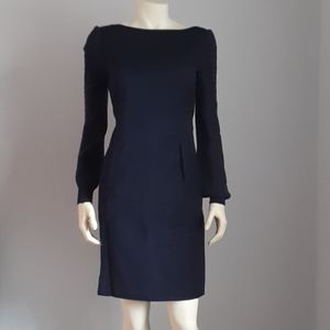TORY BURCH WOOL KNIT NAVY BLUE OFFICE MIDI DRESS